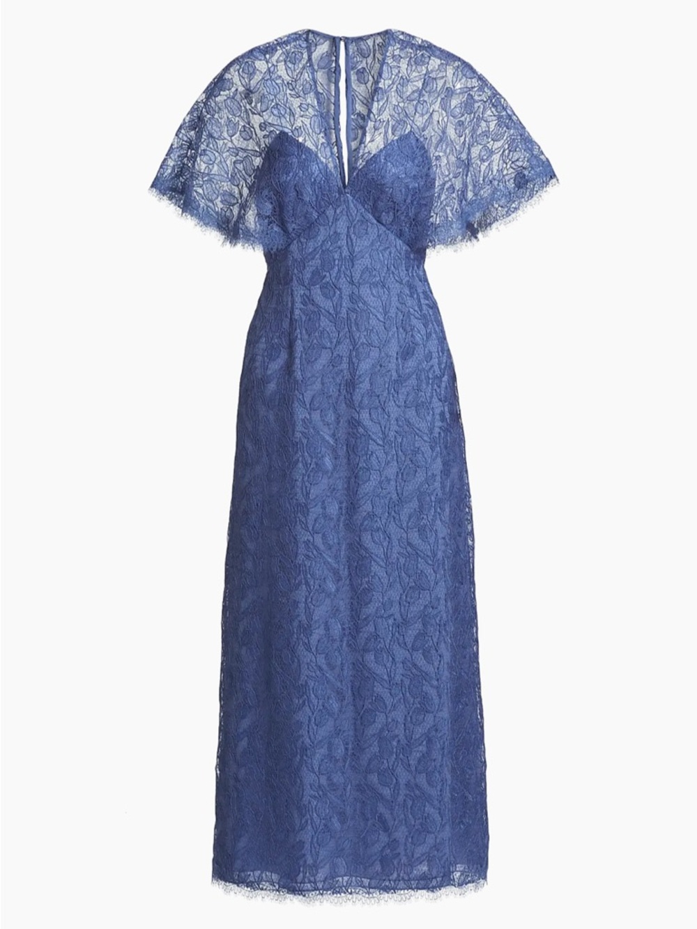 Lela Rose V-Neck Tulip Lace Cape-Sleeve